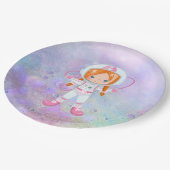 宇宙飛行士女子の宇宙空間 ペーパープレート (アングル)