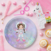 宇宙飛行士女子の宇宙空間 ペーパープレート (パーティー)