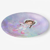 宇宙飛行士女子の宇宙空間 ペーパープレート (アングル)