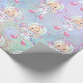 宇宙飛行士女子の宇宙空間 ラッピングペーパー (角)