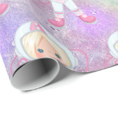 宇宙飛行士女子の宇宙空間 ラッピングペーパー (ロールコーナー)