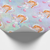 宇宙飛行士女子の宇宙空間 ラッピングペーパー (角)