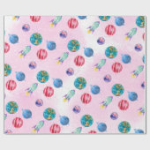 宇宙飛行士女子アウタースペース誕生日 ラッピングペーパー (フラット)