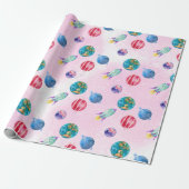 宇宙飛行士女子アウタースペース誕生日 ラッピングペーパー (アンロールド)