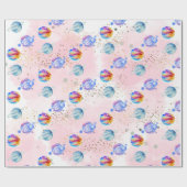 宇宙飛行士女子アウタースペース誕生日 ラッピングペーパー (フラット)