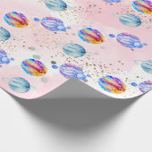 宇宙飛行士女子アウタースペース誕生日 ラッピングペーパー (角)