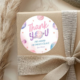 宇宙飛行士女子誕生日ステッカー ラウンドシール