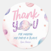 宇宙飛行士女子誕生日ステッカー ラウンドシール (正面)