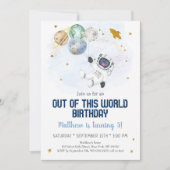 宇宙飛行士宇宙この世界の誕生日 招待状 (正面)