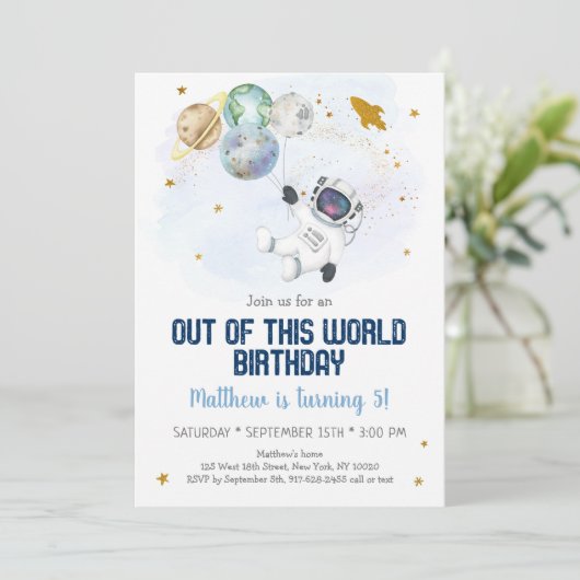 宇宙飛行士宇宙この世界の誕生日 招待状 (スタンド正面)