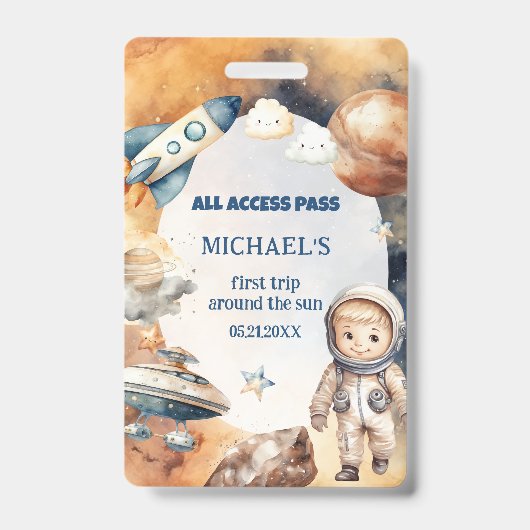 宇宙飛行士宇宙のまわりにFirst Trip The Sun ID Card バッジ (Front)