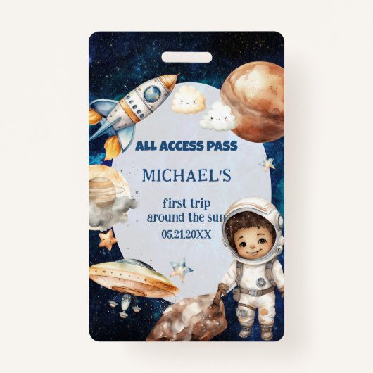 宇宙飛行士宇宙のまわりにFirst Trip The Sun ID Card バッジ (正面)