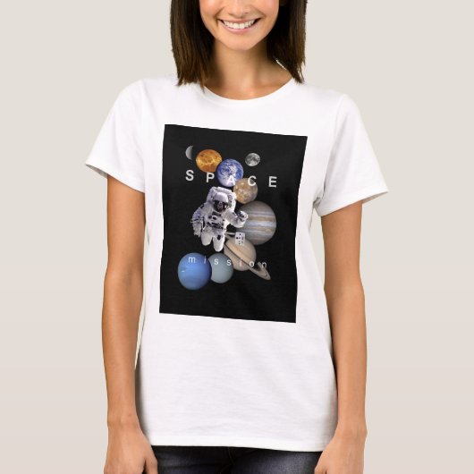 宇宙飛行士宇宙の太陽のミッション系惑星 Tシャツ (正面)