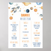 宇宙飛行士宇宙の最初の誕生日パーティーマイルストーン ポスター (正面)