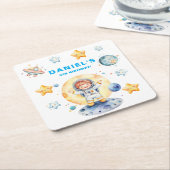 宇宙飛行士宇宙をテーマカスタムにした誕生日パーティー スクエアペーパーコースター (アングル)