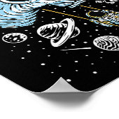 宇宙飛行士宇宙アートスケッチスカルムーンガラックス ポスター (角)