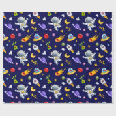 宇宙飛行士宇宙エイリアン包装紙 ラッピングペーパー (フラット)