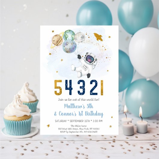 宇宙飛行士宇宙カウントダウン共同誕生日 招待状
