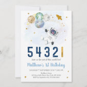 宇宙飛行士宇宙カウントダウン第1誕生日 招待状 (正面)