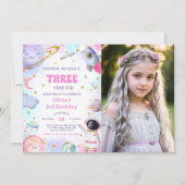 宇宙飛行士宇宙カウントダウン第3期バースデームーンフォト 招待状 (正面)