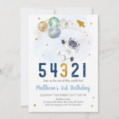 宇宙飛行士宇宙カウントダウン3回目の誕生日 招待状 (正面)