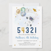 宇宙飛行士宇宙カウントダウン4歳の誕生日 招待状 (正面)