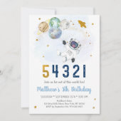 宇宙飛行士宇宙カウントダウン5誕生日 招待状 (正面)