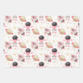 宇宙飛行士宇宙ガールパターン ラッピングペーパーシート (正面2)