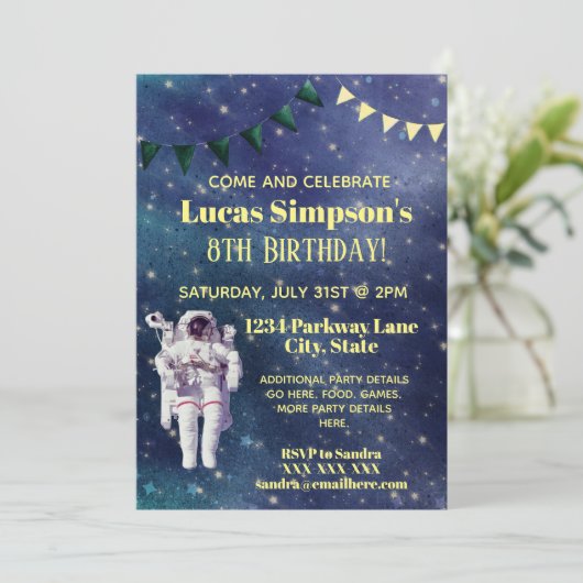 宇宙飛行士宇宙キッズスターズ銀河系誕生日 招待状 (スタンド正面)