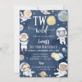宇宙飛行士宇宙サファリツーワイルド誕生日 招待状 (正面)