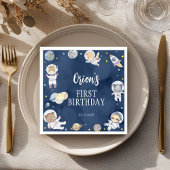 宇宙飛行士宇宙サファリ誕生日ナプキンス スタンダードカクテルナプキン