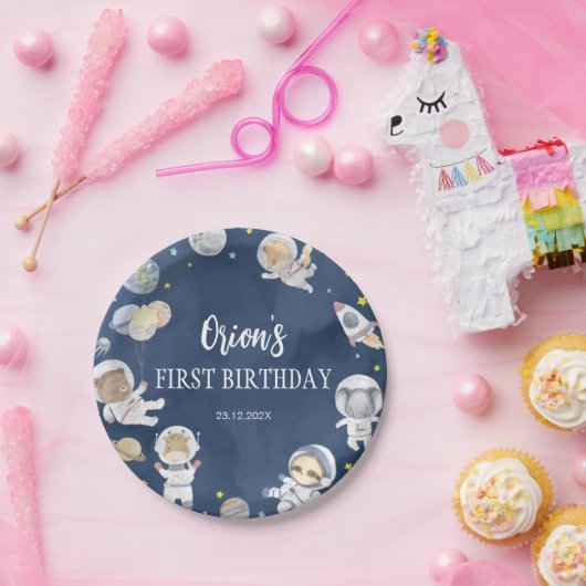 宇宙飛行士宇宙サファリ誕生日紙プレート ペーパープレート (パーティー)