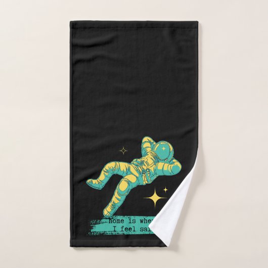 宇宙飛行士宇宙スターズホームは私の安全感じな場所 バスタオルセット (ハンドタオル)