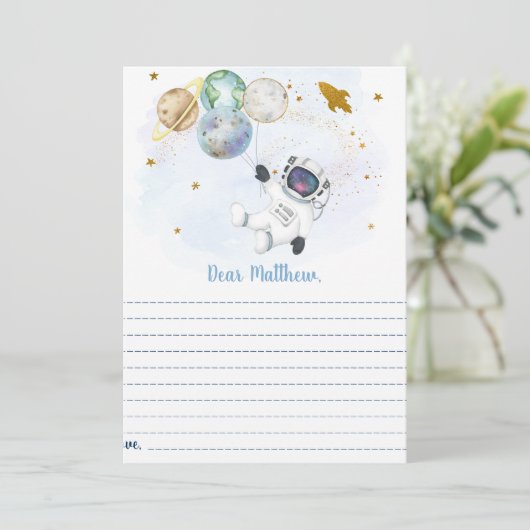 宇宙飛行士宇宙タイムカプセル1stバースデーカード 招待状 (スタンド正面)