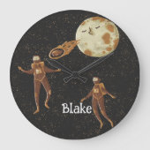 宇宙飛行士宇宙テーマ子供部屋デコールforボーイズ ラージ壁時計 (正面)