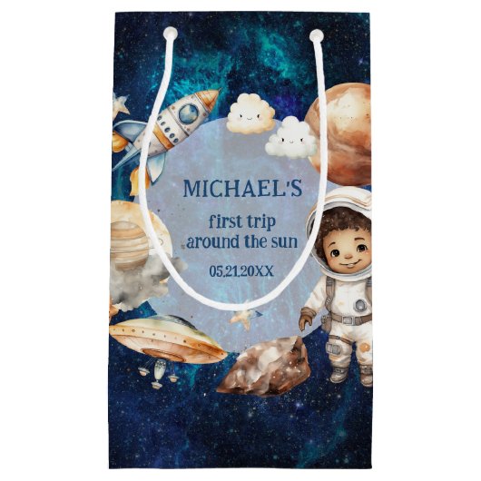 宇宙飛行士宇宙ファーストトリップのまわりにザ・サン抱き枕 スモールペーパーバッグ (正面)