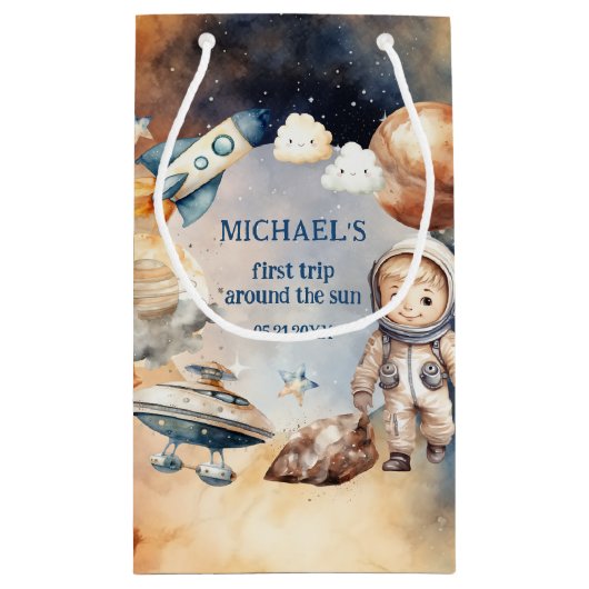 宇宙飛行士宇宙ファーストトリップのまわりにザ・サン抱き枕 スモールペーパーバッグ (裏面)