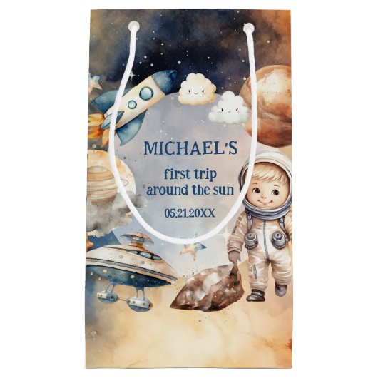 宇宙飛行士宇宙ファーストトリップのまわりにザ・サン抱き枕 スモールペーパーバッグ (正面)