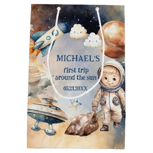 宇宙飛行士宇宙ファーストトリップのまわりにザ・サン抱き枕 ミディアムペーパーバッグ (裏面)