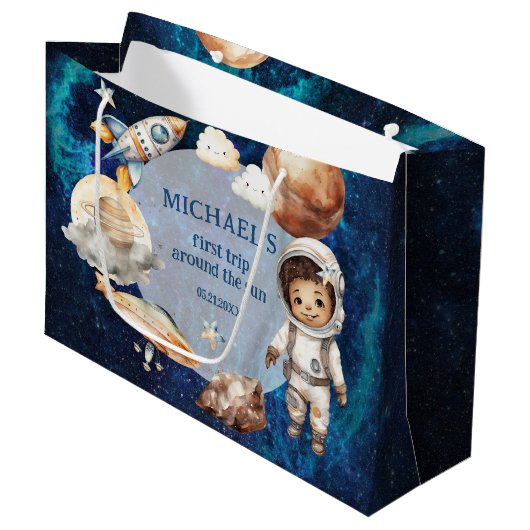 宇宙飛行士宇宙ファーストトリップのまわりにザ・サン抱き枕 ラージペーパーバッグ (正面アングル)