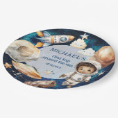 宇宙飛行士宇宙ファーストトリップのまわりにザ・サン誕生日 ペーパープレート (アングル)