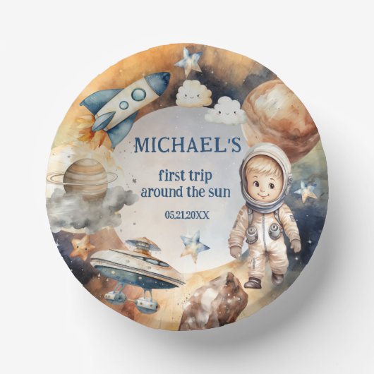 宇宙飛行士宇宙ファーストトリップのまわりにザ・サン誕生日 ペーパーボウル (正面)