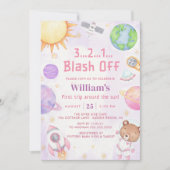 宇宙飛行士宇宙ファーストトリップのまわりにザ・サン誕生日 招待状 (正面)