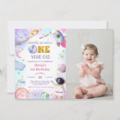 宇宙飛行士宇宙ファーストトリップのまわりにザ・サン誕生日 招待状 (正面)