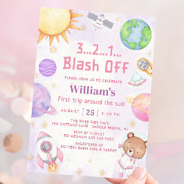 宇宙飛行士宇宙ファーストトリップのまわりにザ・サン誕生日 招待状