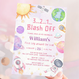 宇宙飛行士宇宙ファーストトリップのまわりにザ・サン誕生日 招待状