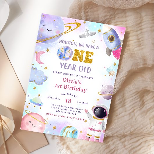 宇宙飛行士宇宙ファーストトリップのまわりにザ・サン誕生日 招待状