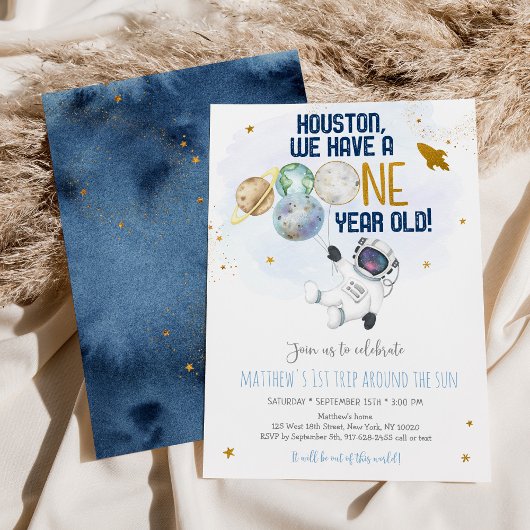 宇宙飛行士宇宙ファーストトリップのまわりにザ・サン誕生日 招待状