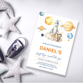 宇宙飛行士宇宙ファーストトリップのまわりにザ・サン誕生日 招待状