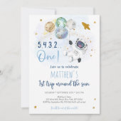 宇宙飛行士宇宙ファーストトリップのまわりにザ・サン誕生日 招待状 (正面)